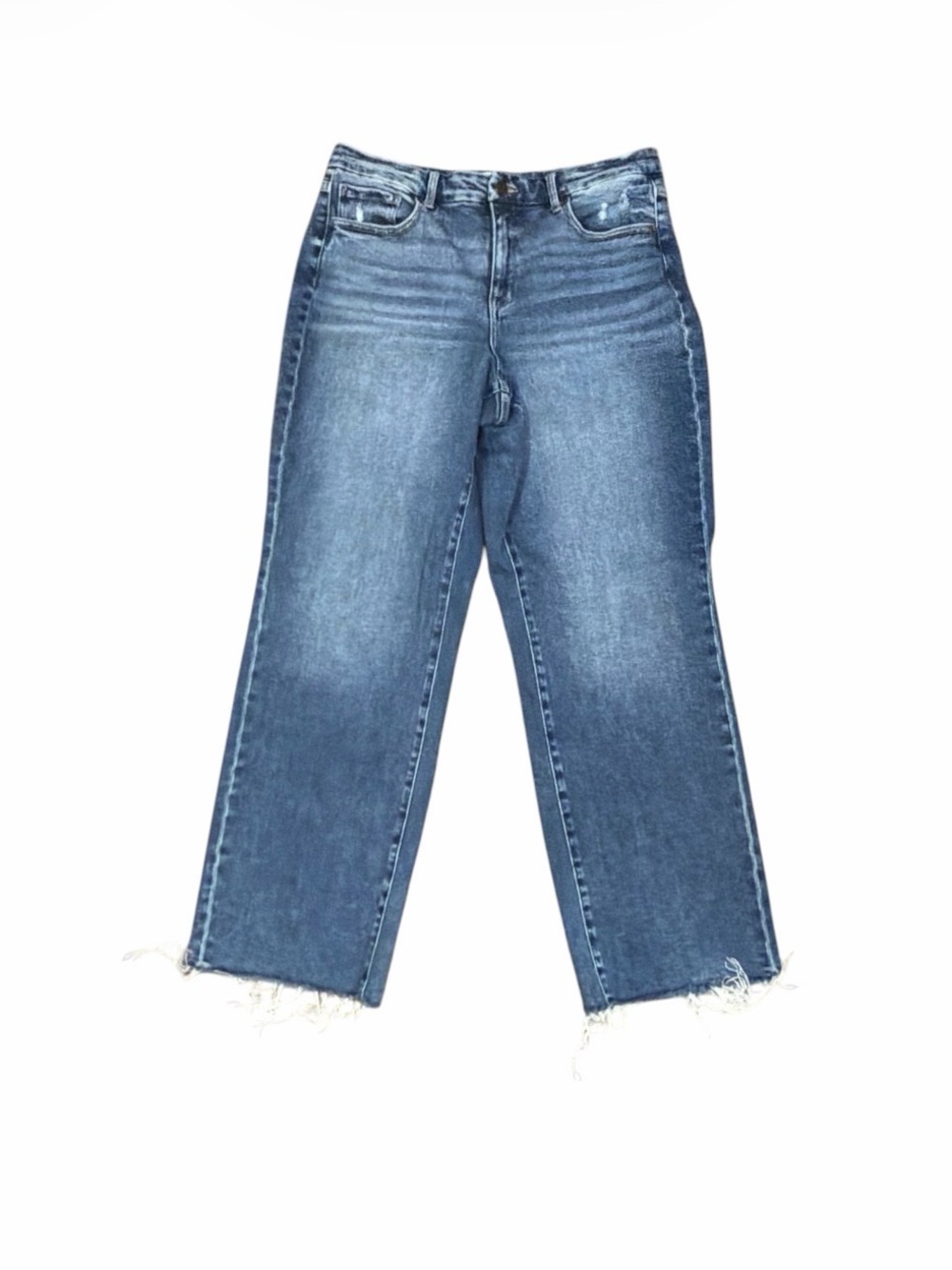 BKE Gabby Curvy High Rise Wide Leg Jeans Women’s 32x34 Medium Wash Frayed Hem